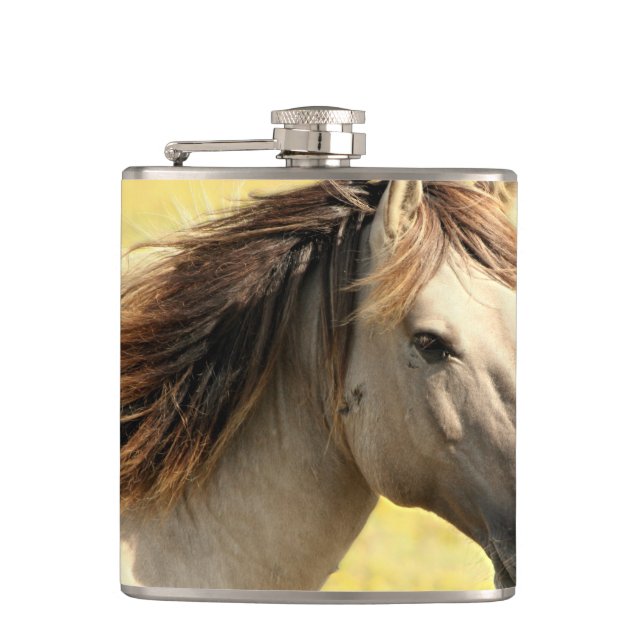 Beige Horse Profile Hip Flask (Front)