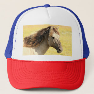 Beige Horse Profile Trucker Hat