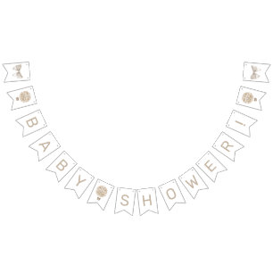 Beige Hot Air Balloon Baby Shower Bunting