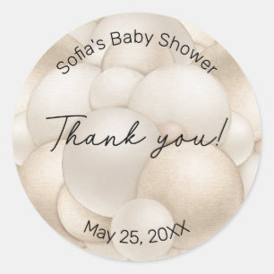 Beige Hot Air Balloon Baby Shower Classic Round Sticker