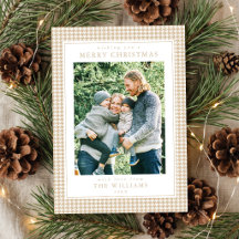 Beige Houndstooth Christmas Photo