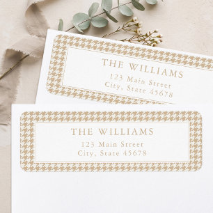 Beige Houndstooth Return Address Label