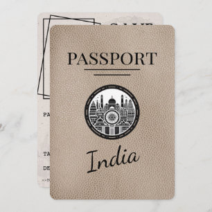 Beige India Passport Save The Date