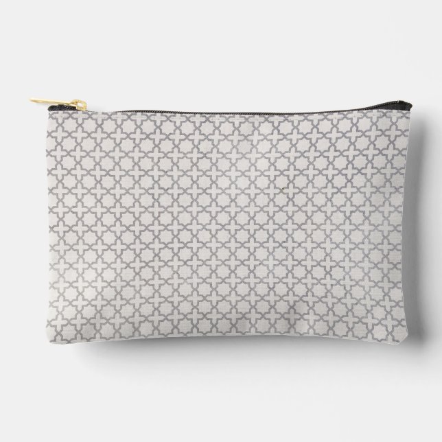 Beige Islamic geometric pattern Accessory Pouch (Front)
