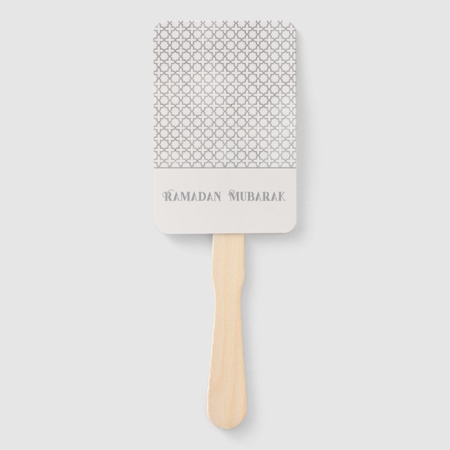 Beige Islamic geometric pattern Hand Fan (Front)