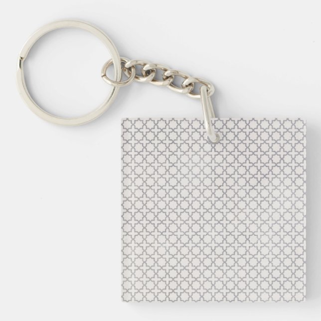 Beige Islamic geometric pattern Key Ring (Front)