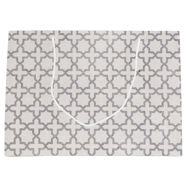 Beige Islamic geometric pattern Large Gift Bag (Front)