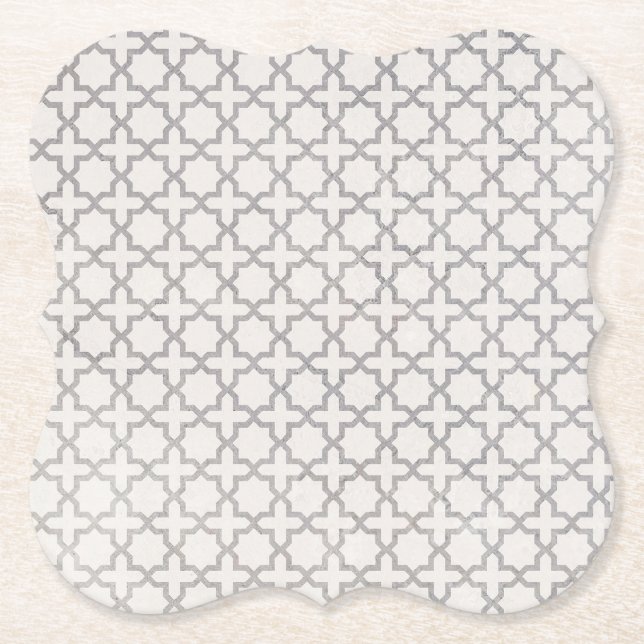 Beige Islamic geometric pattern Paper Coaster (Front)