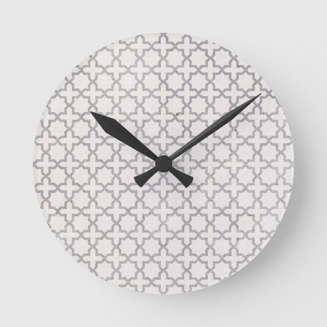Beige Islamic geometric pattern Round Clock (Front)