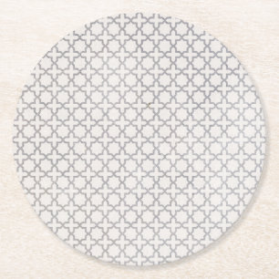 Beige Islamic geometric pattern Round Paper Coaster