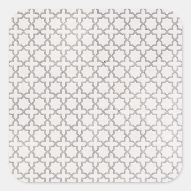 Beige Islamic geometric pattern Square Sticker (Front)