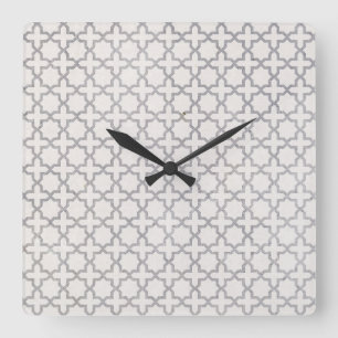 Beige Islamic geometric pattern Square Wall Clock