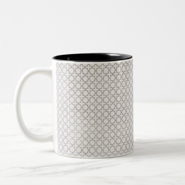 Beige Islamic geometric pattern Two-Tone Coffee Mug (Left)