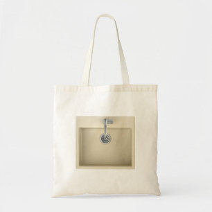 Beige kitchen sink and faucet tote bag