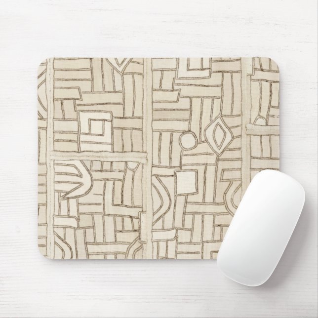 Beige Kuba Print Mouse Pad (With Mouse)