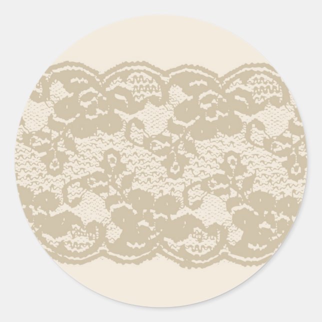 Beige lace classic round sticker (Front)