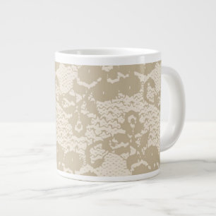 Beige lace large coffee mug