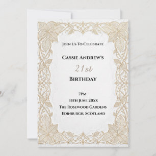 Beige Lace Milestone Birthday Invitation