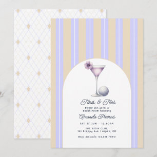 Beige Lavender Preppy Martini Golf Bridal Shower Invitation