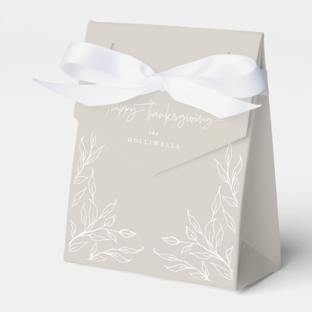 Beige Leaf Motif Happy Thanksgiving Favour Box (Front Side)