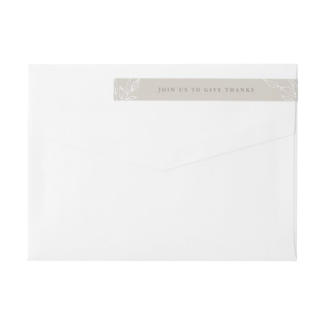 Beige Leaf Motif Thanksgiving Return Address Wrap Around Label (Back)