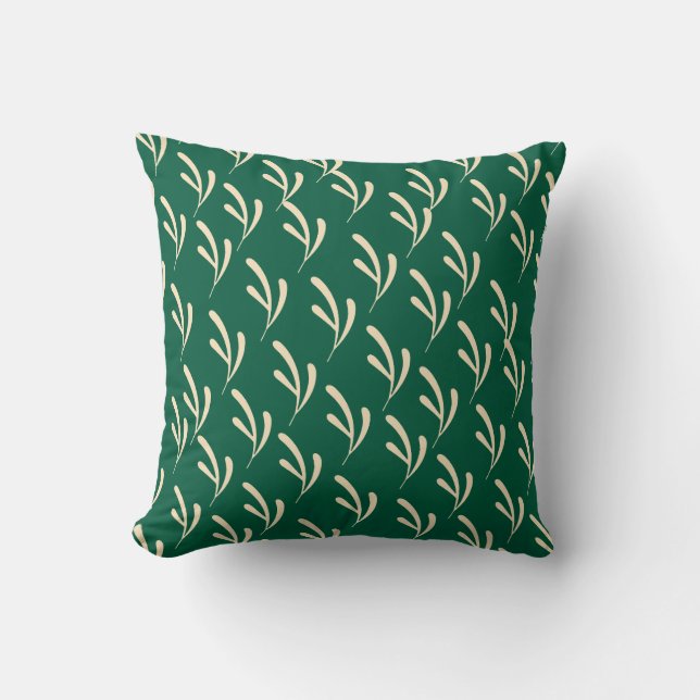 Beige Leaf Repeat Dk Green      Cushion (Front)