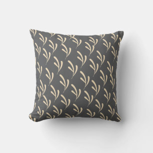 Beige Leaf Repeat Grey Cushion