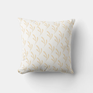 Beige Leaf Repeat White        Cushion