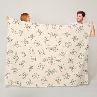 Beige Leaf Throw Blanket