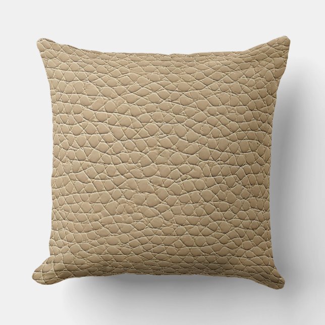 Beige leather effect pattern cushion (Front)