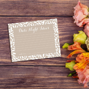 Beige Leaves Bridal Shower Date Night Ideas Enclosure Card