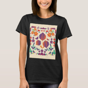 Beige Leaves Scandi Flower Ethnic Cute Autumn Fall T-Shirt
