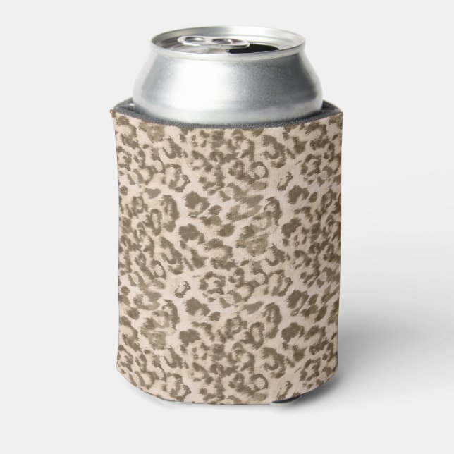 Beige leopard print .  can cooler (Can Back)