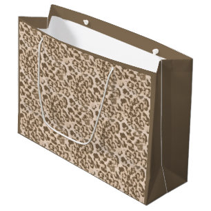 Beige leopard print large gift bag