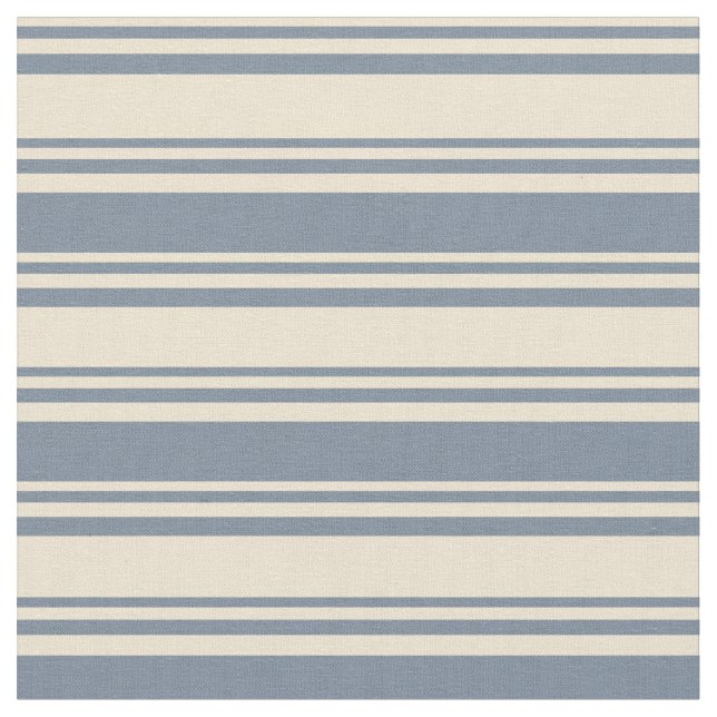 Beige & Light Slate Grey Coloured Stripes Fabric (Close Up)