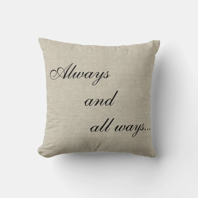 Beige Linen Always | Wedding Keepsake Pillow (Front)
