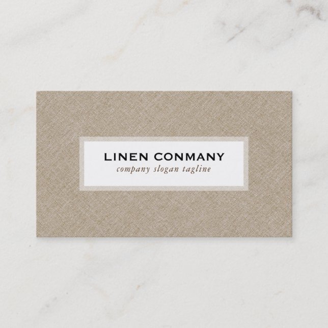 Beige Linen Burlap Texture White Background Business Card (Front)