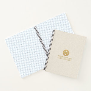 Beige Linen Gold Justice Logo Notebook