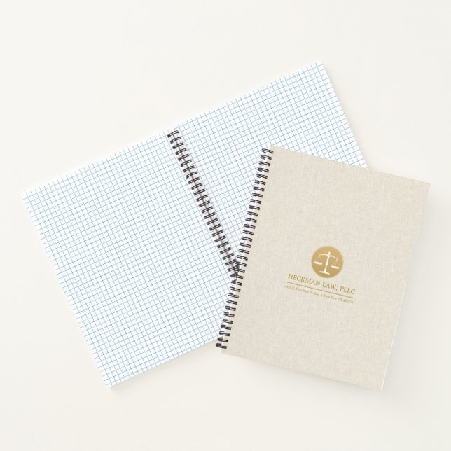 Beige Linen Gold Justice Logo Notebook (Inside)