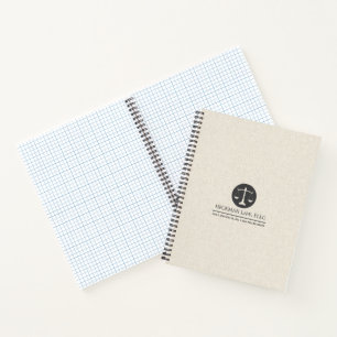 Beige Linen Grey Justice Logo Notebook