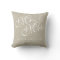 Beige Linen Initials Mr. and Mrs. Wedding Pillow