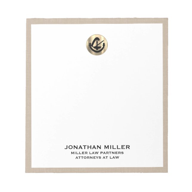 Beige Linen Legal Notepad (Front)