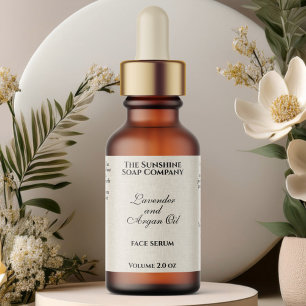 Beige Linen Paper Style Cosmetics Dropper Bottle Label