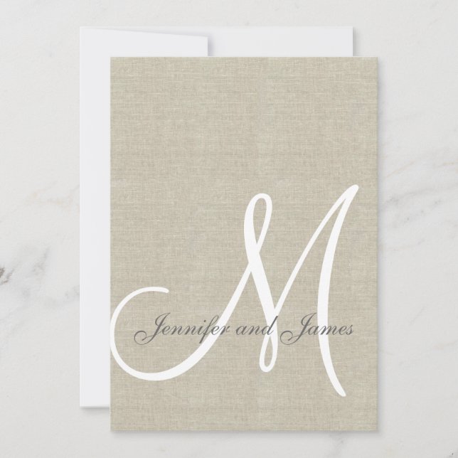 Beige Linen Rustic Wedding Invitation (Front)