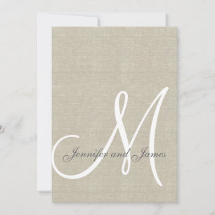 Beige Linen Rustic Wedding Invitation