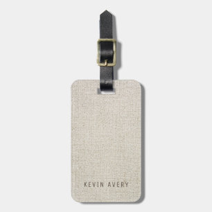 Beige Linen Texture Personalised Organic look Luggage Tag
