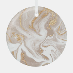 Beige liquid marble, gold line art. glass tree decoration
