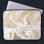 Beige liquid marble with glitter gold laptop sleeve<br><div class="desc">Beige liquid marble with glitter gold</div>