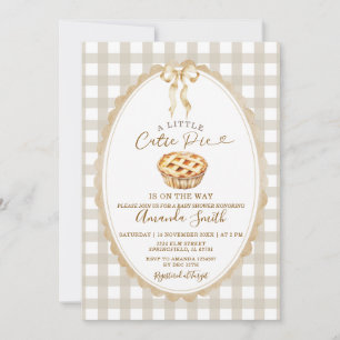 Beige Little Cutie Pie Is on the Way Baby Shower Invitation