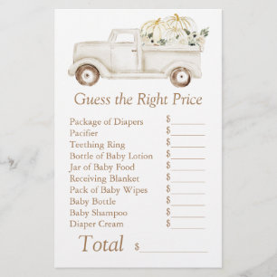 Beige Little Pumpkin Baby Shower Guess Right Price